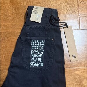 Ksubi Women's Straight Jeans in Black with White Back Pocket Graphic